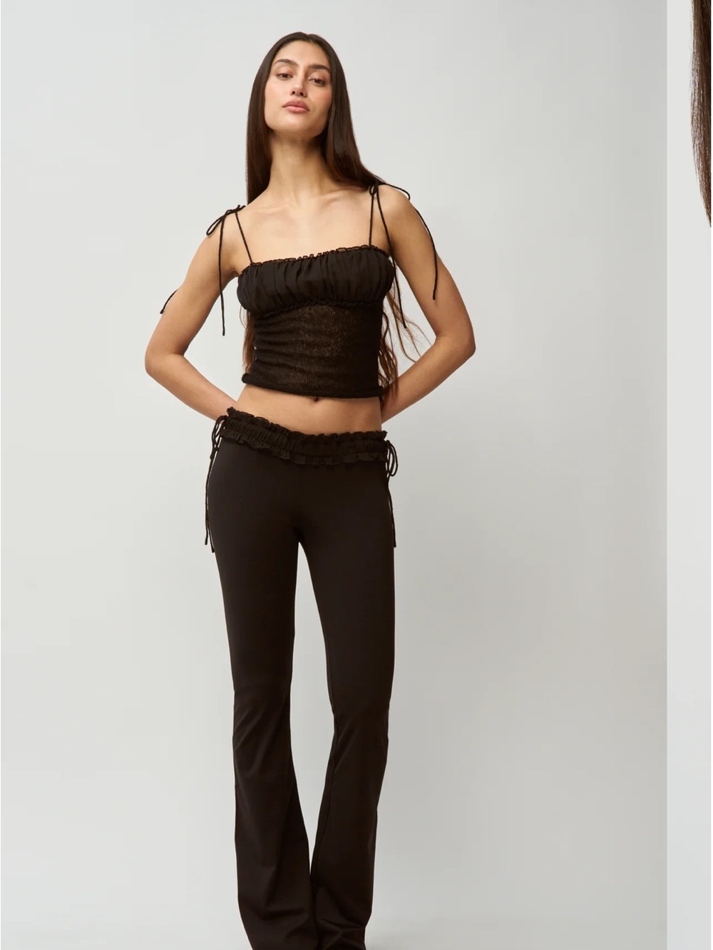 guizio Ruched Chiffon Knit Tank